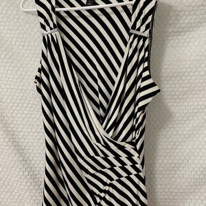 White House Black Market Monochrome Striped Top